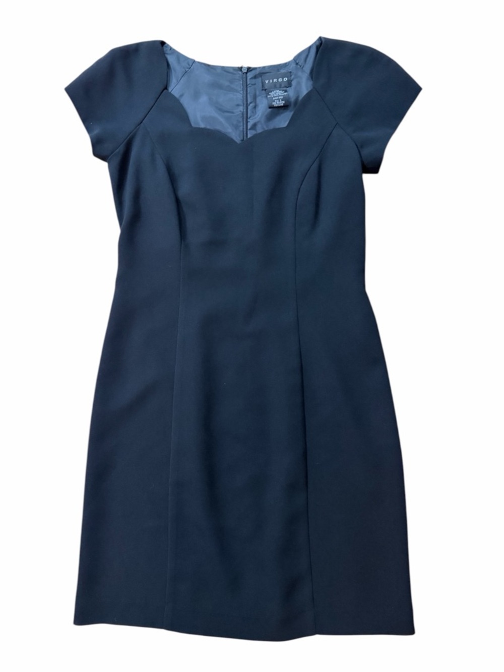 Virgo Black Cap Sleeve Sweetheart Neckline Dress